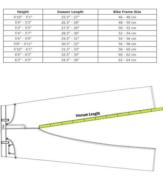 Fixed Gear Frame Size Chart